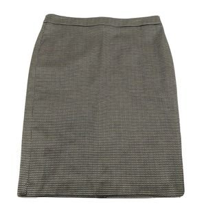 Ann Taylor Pencil Skirt Womens Size 12 Gold Black Knee Length Cotton Zip